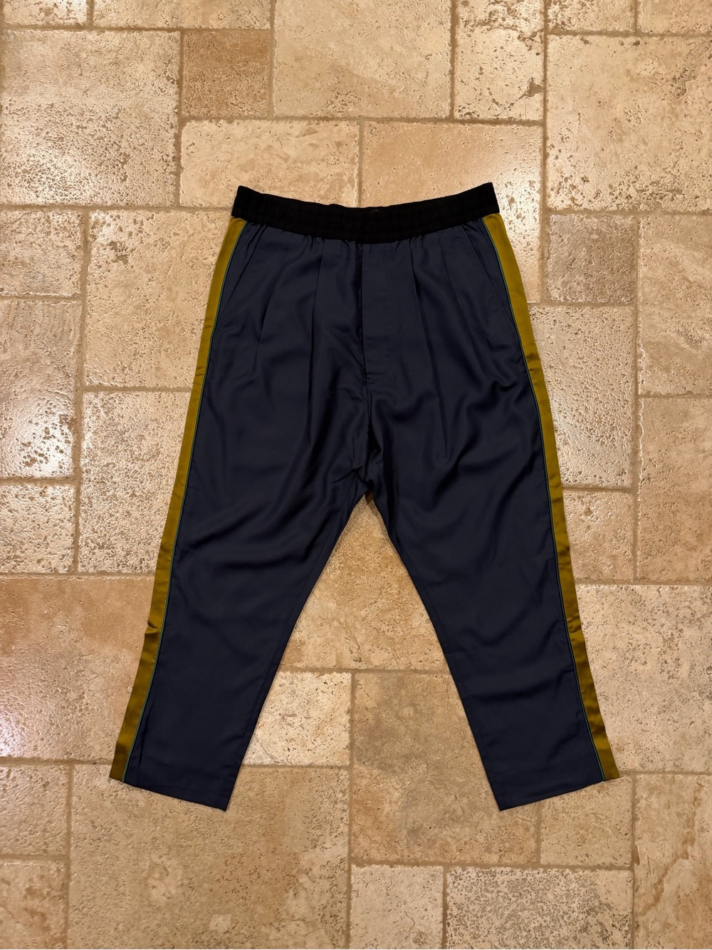 Haider Ackermann SS17 Orbai Black / Gold Striped Slacks Track Lounge Pants